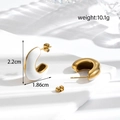 Minimalist C-shaped earrings with white enamel finish and golden stainless steel accent - ER-656 Thick Gold White Enamel C-Shaped Earrings