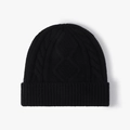 Schwarze Herren-Strickmütze mit Zopfmuster und Rippbündchen für winterliche Wärme - Einheitsgröße / Schwarz