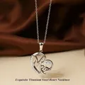 Silver-colored titanium steel heart pendant with 'MOM' lettering and sparkling zircons - Steel Color Heart Necklace N0454S