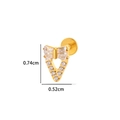 Gold titanium bow cartilage stud earring with cubic zirconia, dimensions 0.74cm x 0.52cm - 7# Gold (Bow)
