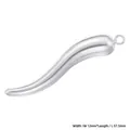 Detailed macro view of silver chili horn pendant showing 12mm width and 57.5mm length - Large 12x57.5mm / White Gold