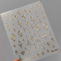 Frosted gold foil nail art stickers M-162 featuring celestial star and sun patterns - Gold Retro Celestial Embossed Style (M-162)