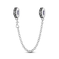 Silver plated floral vine cutout bead safety chain for modular charm bracelets - KTC643-Vintage Vine Safety Chain