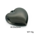 Polished black heart pendant in stainless steel, size 23x23mm and 10g weight - Extra Large Polished Black Heart Pendant (KLJ2578-Z)