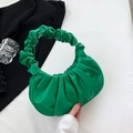 Elegante borsa cloud arricciata verde brillante con manico in pelle PU da donna - Verde