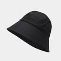 Detailed close-up of high-density black twill cotton sun hat showing fine stitching and texture - M (56-58cm) / Black