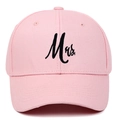 Berretto da baseball rosa con ricamo Mrs. nero per coppie, cappello parasole moda - Regolabile / Rosa Mrs