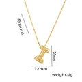 18K gold plated necklace with micro-pave zircon letter I pendant and beaded chain - Gold Color Letter I with Zirconia