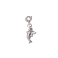 Polished silver dolphin pendant charm in stainless steel with metal jump ring - Dolphin Pendant - Steel Color