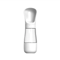 Portable pet water bottle with white wide drinking trough and transparent water tank - White Food Storage 490ml