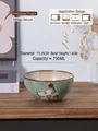 Japanese style ceramic bowl with green base white floral pattern and 750ml capacity - GK Green