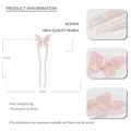 Horquilla de mariposa en acetato rosa con perlas, longitud de 12,0 cm - Rosa Claro