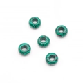 Five 14mm green malachite patterned round donut beads for DIY jewelry making - Malachite