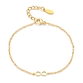 Golden infinity symbol link bracelet with pink enamel beads and lobster clasp closure - Pink