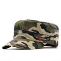 Classic jungle camouflage flat top patrol cap with FS brand tag for outdoor activities - 54-60cm(Adjustable) / Yellow Green Jungle Camo (03)