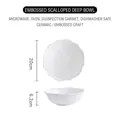 20cm white ceramic deep bowl with elegant relief texture and wavy scalloped edges - 8 Inch Alice Scalloped Deep Bowl