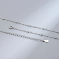 Adjustable S925 sterling silver chain necklace with delicate beads and spring clasp - 2mm Bead Cable Chain / White Gold