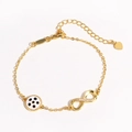 Infinity Armband in Gold mit schwarz-weißem Fußball-Anhänger und funkelnden Kristallen - Gold Fußball (16+5cm)