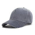 Gorra de béisbol clásica de pana gris con textura de rayas verticales y visera curva - L(58-60cm) / gris oscuro