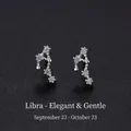999 Sterling silver Libra constellation stud earrings with sparkling zircon stones - Libra