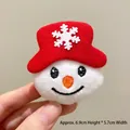 Cute plush snowman Christmas brooch with red hat and 6.9cm height dimensions - Snowflake Hat Snowman