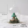 Handcrafted mushroom glass dome ornament with moss base and 10.5cm height - Hanging Glass Dome - Mushroom A (50g)