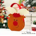 Bolsa de regalo de Navidad reno en imitación lino con nariz 3D y asas rojas, 25x15x5cm - Bolso de mano Edición Q Alce