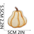 Detailed view of leopard print pumpkin embroidery patch with dimensions 5.5cm by 5cm - Orange Beige Brown Embroidered Pumpkin