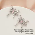 Silver butterfly charm with pink gemstone, size 28x29mm for DIY jewelry making - 890-4# Silver - Pink Zirconia