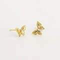 Elegant gold butterfly stud earrings with marquise-cut clear gemstones in s925 silver - 925 Silver / Gold