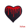 7x7cm punk heart embroidery patch with dripping effect and red stitching on black fabric - Adhesive Backing Patch / Dripping Blood Heart (PE6716CT)