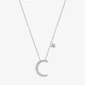 Elegante collana in argento sterling 925 con luna crescente e stella e pietre di zircone - Argento (Argento Sterling 925)
