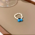 4# Blue Cherry Beaded Ring