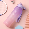 Large gradient purple and pink sports water bottle with motivational time markers - Gradient Purple/Direct Drink