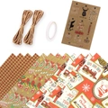Vintage Christmas kraft wrapping paper set with nutcracker patterns, hemp rope, and tags - Christmas Wrapping Set