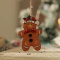Classic 8cm resin gingerbread man ornament with red hat and rustic twine for Christmas trees - Gingerbread Man Style 4