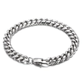 Bracelet gourmette classique en acier inoxydable poli argenté avec fermoir mousqueton - Bracelet Argenté 8mm Poli Rond-22cm
