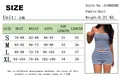 Size chart with measurements in cm for knit crop top and striped shorts set in sizes S to XL - S / Blue and White Stripes