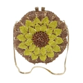 Sparkling sunflower evening clutch bag with yellow and brown rhinestones and gold chain - Gold Yellow Multicolor