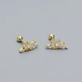 S925 Sterling Silber Ohrstecker mit goldener Marquise Zirkon Krone und Schraubverschluss - 925er Silber / Gold