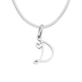 Polished stainless steel snake chain necklace with a letter D and heart pendant - Letter D / Steel Color