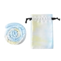 Bendable spiral hair tie and matching pouch with blue and yellow tie-dye silk texture - Hair Tie & Bag Set / Tie-Dye Blue