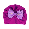 Purple newborn turban hat with knitted texture and gold dot bow detail - Purple (Bubble Texture Gold Polka Dots)