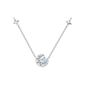 Star and moon necklace with silver crescent pendant and blue heart-shaped crystal - XL28 Dream Moon (Blue Zircon)