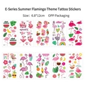 Set de 10 tatuajes temporales de flamencos impermeables para fiestas de verano en la playa - Serie Flamenco de Verano