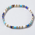 Bohemian multi-color Tila bead stretch bracelet with blue, white, and gold accents - Sky Blue/Royal Blue/White/Gold (TL-B24051404B)
