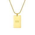 Minimalist 18K gold-plated snake chain necklace with square Aquarius zodiac pendant - Aquarius