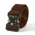 Tactical brown nylon belt with heavy duty black metal quick release cobra buckle - Coffee