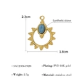 Pendente in acciaio inossidabile dorato 18K con pietra blu ovale e bordo perlato - Acciaio Inossidabile/Pietra Sintetica / SAC23061920-Pietra Blu Sintetica
