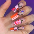 Uñas postizas de Halloween con grafiti de calabaza y diamantes de imitación - Tipo de Pegamento / Estilo De Graffiti De Calabaza De Halloween (SGCY-148)